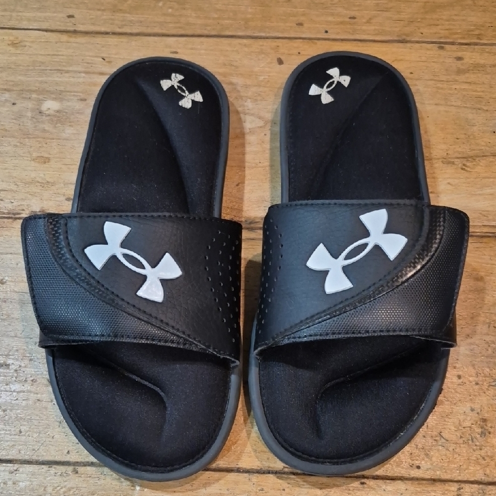 Under Armour Kids Black and White Slide Sandals